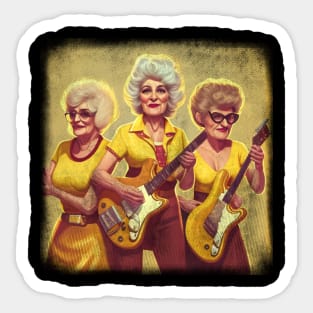 golden girls playing guitar together Sticker